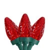 50ct Red LED C7 Faceted Christmas Lights, 21ft Green Wire