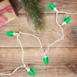 25 Count Green LED C7 Christmas Lights, 16 Ft White Wire -Optimal Christmas Shop northlight ha91282 stylized 09992.1667601786