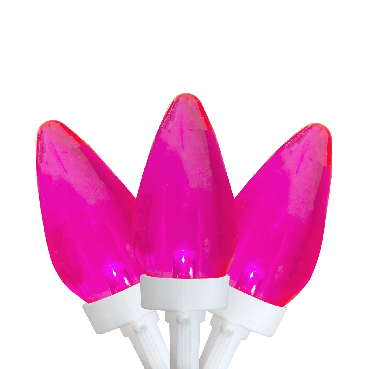 25 Count Pink LED C7 Christmas Lights, 16 Ft White Wire 3 25 Count Pink LED C7 Christmas Lights, 16 Ft White Wire