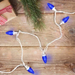 25 Count Blue LED C7 Christmas Lights, 16 Ft White Wire -Optimal Christmas Shop northlight ha91288 stylized 75876.1667601856