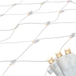 4' X 6' Warm White LED Wide Angle Net Style Christmas Lights, White Wire