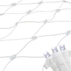 4' X 6' Pure White LED Wide Angle Net Style Christmas Lights, White Wire