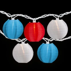 10-Count Red, White And Blue 4th Of July Paper Lantern Lights, 8.5ft White Wire -Optimal Christmas Shop northlight ha92038 2 updatedblue 76129.1667554004
