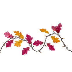 35-Count Fall Harvest Leaves Mini Light Garland Set, 8.75ft Brown Wire