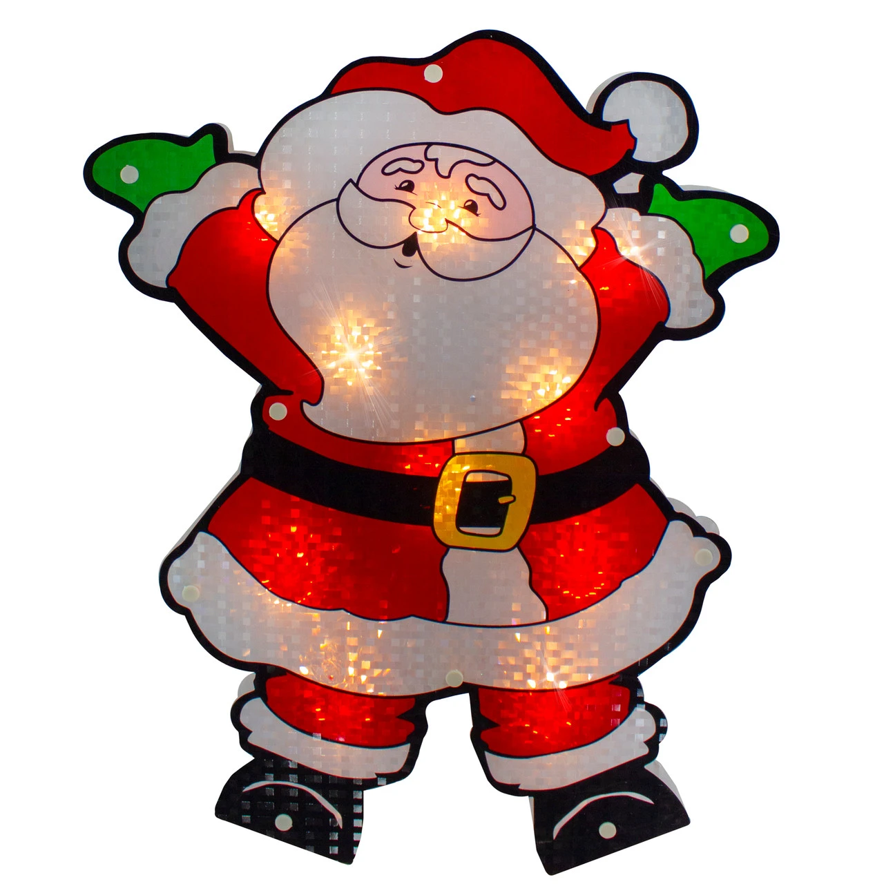 16.25" Lighted Holographic Santa Claus Christmas Window Silhouette 3 16.25" Lighted Holographic Santa Claus Christmas Window Silhouette