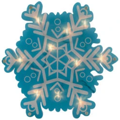 11.75" Lighted Blue And White Snowflake Christmas Window Silhouette