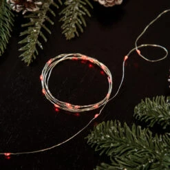 100ct Red LED Micro Fairy Lights, 16ft Copper Wire
