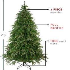 7.5' Pre-Lit Full Roosevelt Fir Artificial Christmas Tree - Warm White LED Lights -Optimal Christmas Shop northlight hb27077 thumbnail 1 78062.1667491070