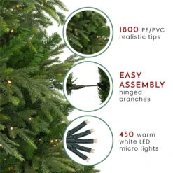 7.5' Pre-Lit Full Roosevelt Fir Artificial Christmas Tree - Warm White LED Lights -Optimal Christmas Shop northlight hb27077 thumbnail 2 24036.1667491070