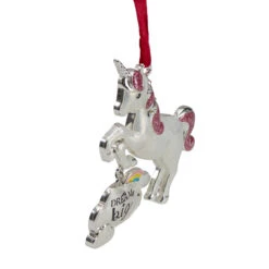 3.25" Silver Plated Dream Big Unicorn With European Crystals Christmas Ornament -Optimal Christmas Shop northlight hd91043 1 00998.1667576345