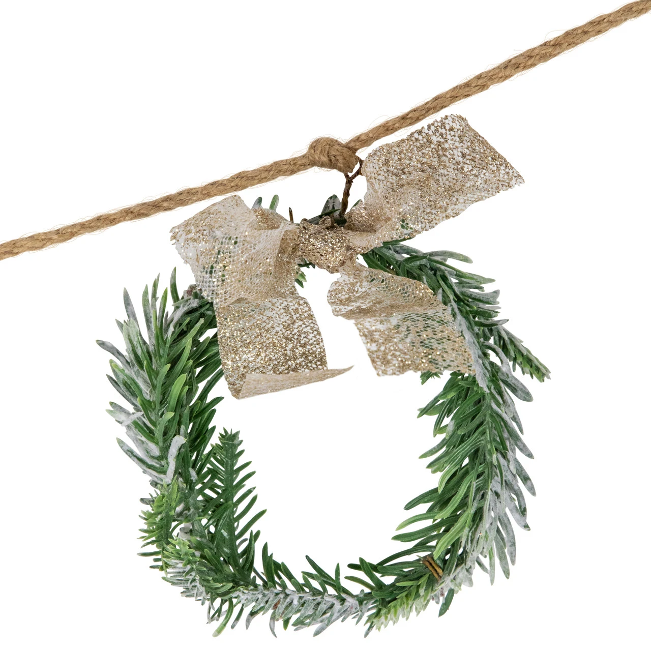 4.75" Snowflake And Frosted Pine Christmas Garland With Wooden Beads - Unlit 6 4.75" Snowflake And Frosted Pine Christmas Garland With Wooden Beads - Unlit - Image 4