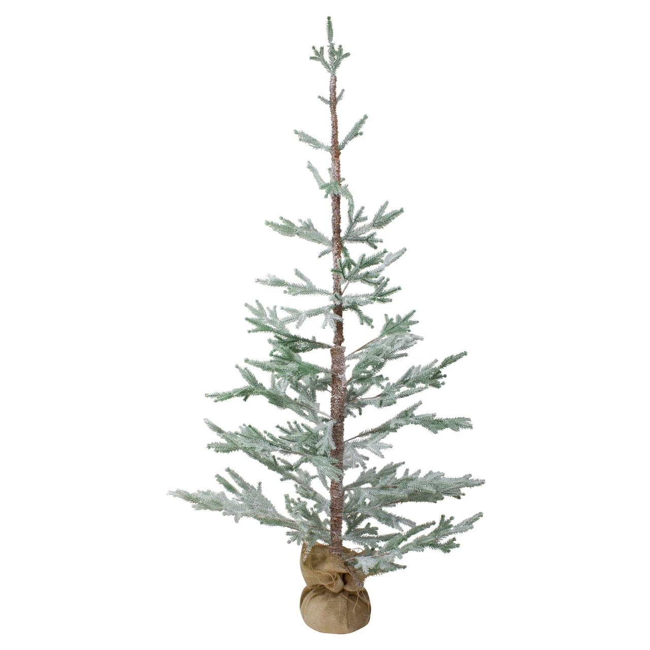 5' Snow Covered Slim Pine Artificial Christmas Tree With Jute Base– Unlit 3 5' Snow Covered Slim Pine Artificial Christmas Tree With Jute Base– Unlit