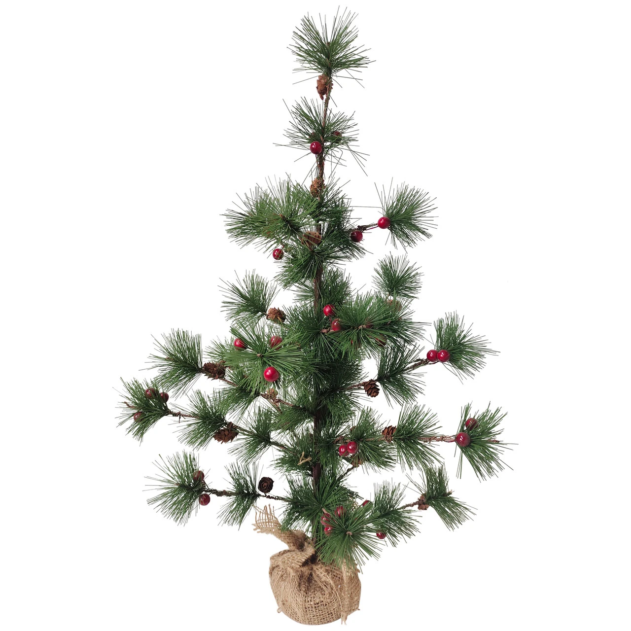 23.5" Winter Berry Pine Tree With Pine Cones In Jute Base Christmas Decoration 3 23.5" Winter Berry Pine Tree With Pine Cones In Jute Base Christmas Decoration
