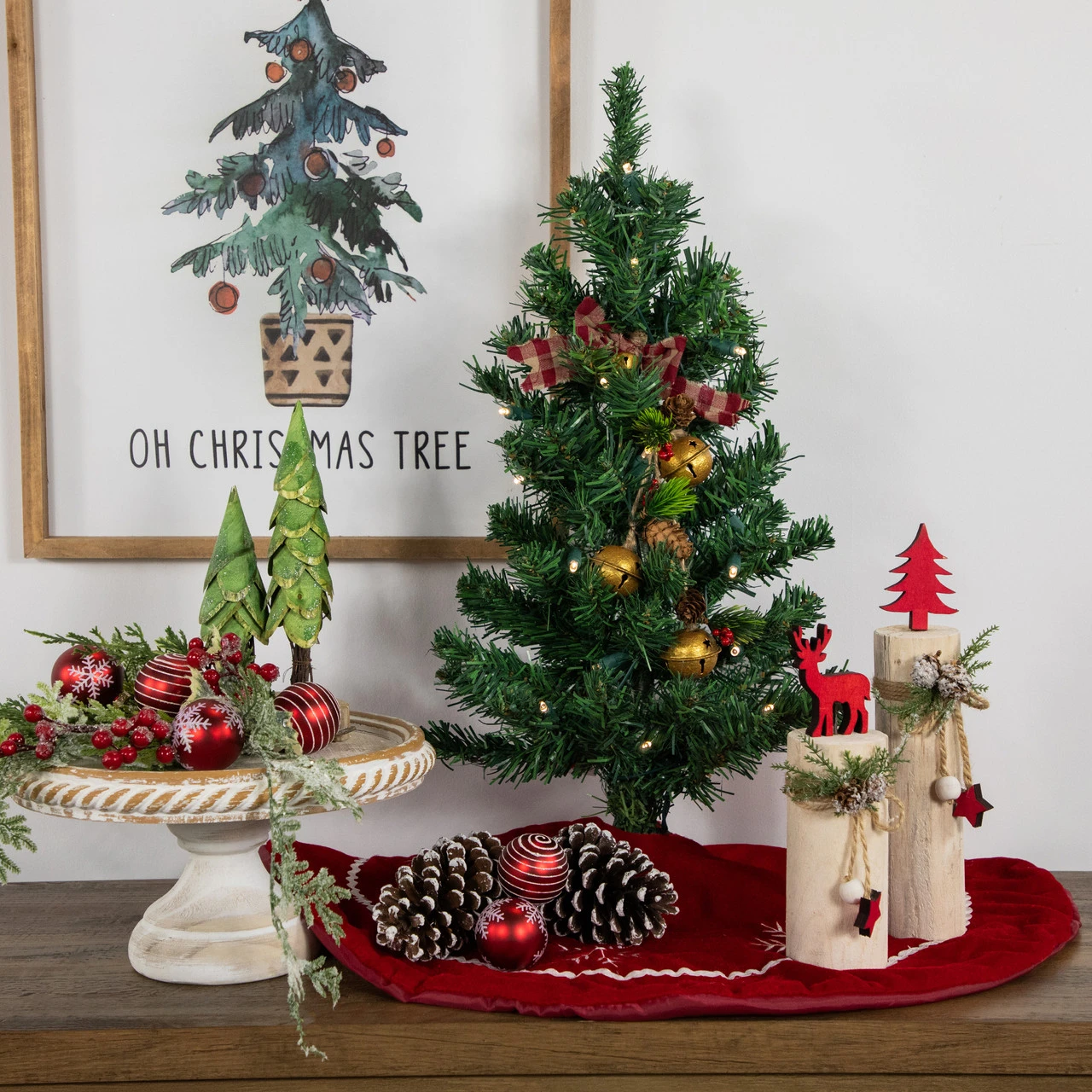 2' Pre-Lit Medium Mixed Classic Pine Artificial Christmas Tree - Warm White LED Lights 4 2' Pre-Lit Medium Mixed Classic Pine Artificial Christmas Tree - Warm White LED Lights - Image 2