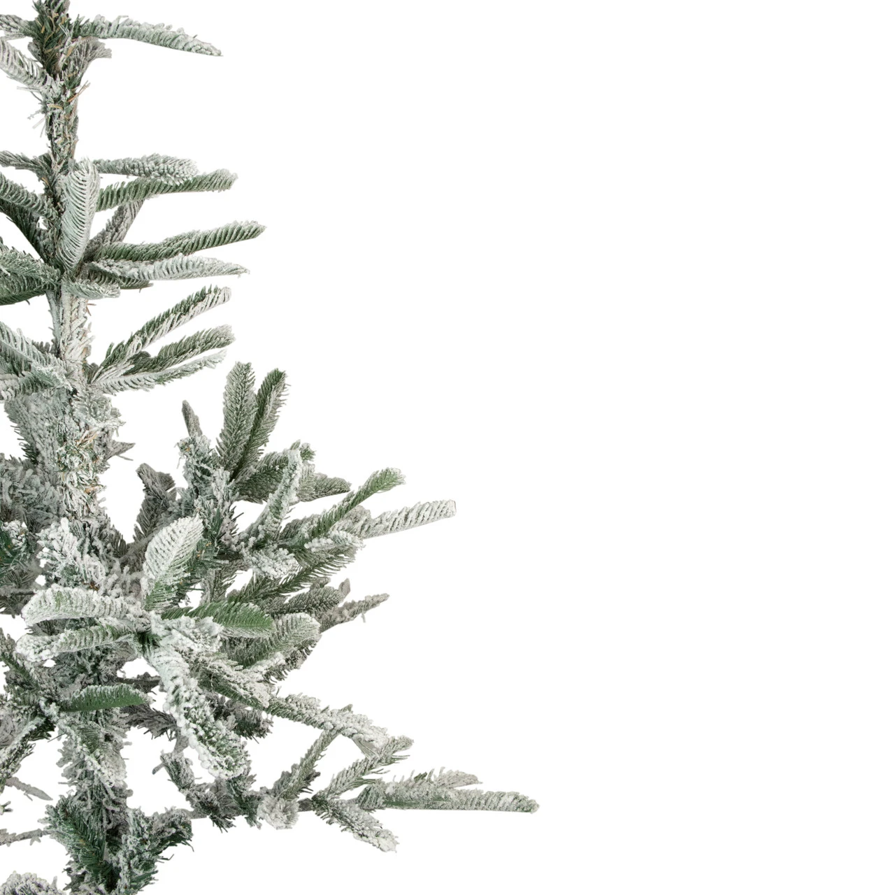 6.5' Green Slim Flocked Nordmann Fir Artificial Christmas Tree - Unlit 5 6.5' Green Slim Flocked Nordmann Fir Artificial Christmas Tree - Unlit - Image 3