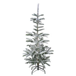 6.5' Green Slim Flocked Nordmann Fir Artificial Christmas Tree - Unlit