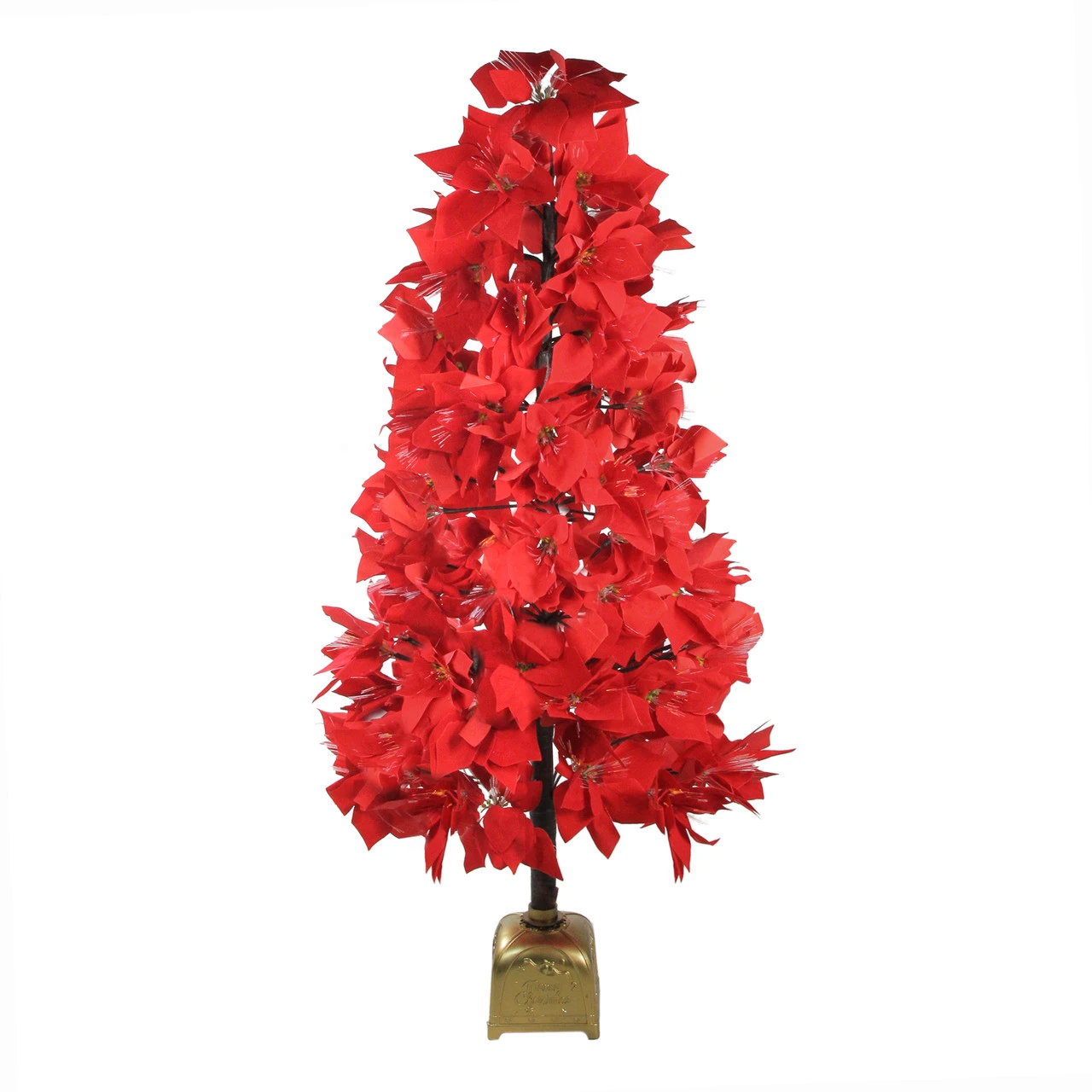 4' Pre-Lit Fiber Optic Color Changing Red Poinsettia Christmas Tree 3 4' Pre-Lit Fiber Optic Color Changing Red Poinsettia Christmas Tree