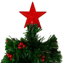 3' Pre-Lit Color Changing Fiber Optic Christmas Tree With Red Berries -Optimal Christmas Shop northlight j65030 1 20432.1667530621