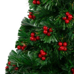 3' Pre-Lit Color Changing Fiber Optic Christmas Tree With Red Berries -Optimal Christmas Shop northlight j65030 2 05101.1667530620