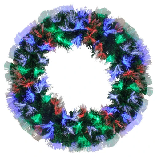 24" Multi-Function Coloring Changing Fiber Optic Artificial Pine Christmas Wreath