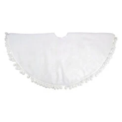 36" White Christmas Tree Skirt With A Pom Pom Border And Tie Backs -Optimal Christmas Shop northlight j90422 j90423 5 00138.1667491228