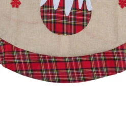 36" Burlap Plaid Tree Skirt With Christmas Puddings -Optimal Christmas Shop northlight j90424 3 sample 90776.1667490802