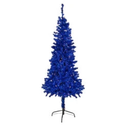 6' Pre-Lit Blue Artificial Tinsel Christmas Tree, Clear Lights