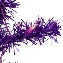 6' Pre-Lit Purple Artificial Tinsel Christmas Tree, Clear Lights -Optimal Christmas Shop northlight j92317 4 64270.1667663528