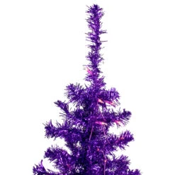 6' Pre-Lit Purple Artificial Tinsel Christmas Tree, Clear Lights -Optimal Christmas Shop northlight j92317 5 81177.1667663529