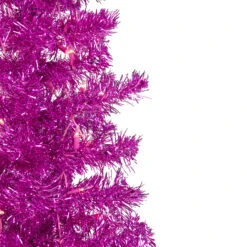 4' Pre-Lit Pink Artificial Tinsel Christmas Tree, Clear Lights -Optimal Christmas Shop northlight j92320 2 30110.1667535855