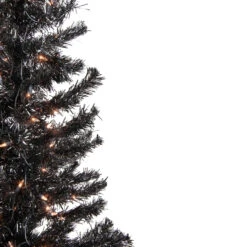 4' Pre-Lit Black Artificial Tinsel Christmas Tree, Clear Lights -Optimal Christmas Shop northlight j92323 3 60199.1667569737