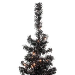 4' Pre-Lit Black Artificial Tinsel Christmas Tree, Clear Lights -Optimal Christmas Shop northlight j92323 5 80931.1667569737