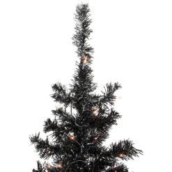 6' Pre-Lit Black Artificial Tinsel Christmas Tree, Clear Lights -Optimal Christmas Shop northlight j92324 4 62912.1667657099