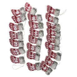 7.8' X 5" Red And Gray Countdown Christmas Stocking Garland - Unlit -Optimal Christmas Shop northlight ja01510 3 59259.1667575922