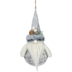7.75" Gray Nordic Santa Claus Gnome Christmas Ornament