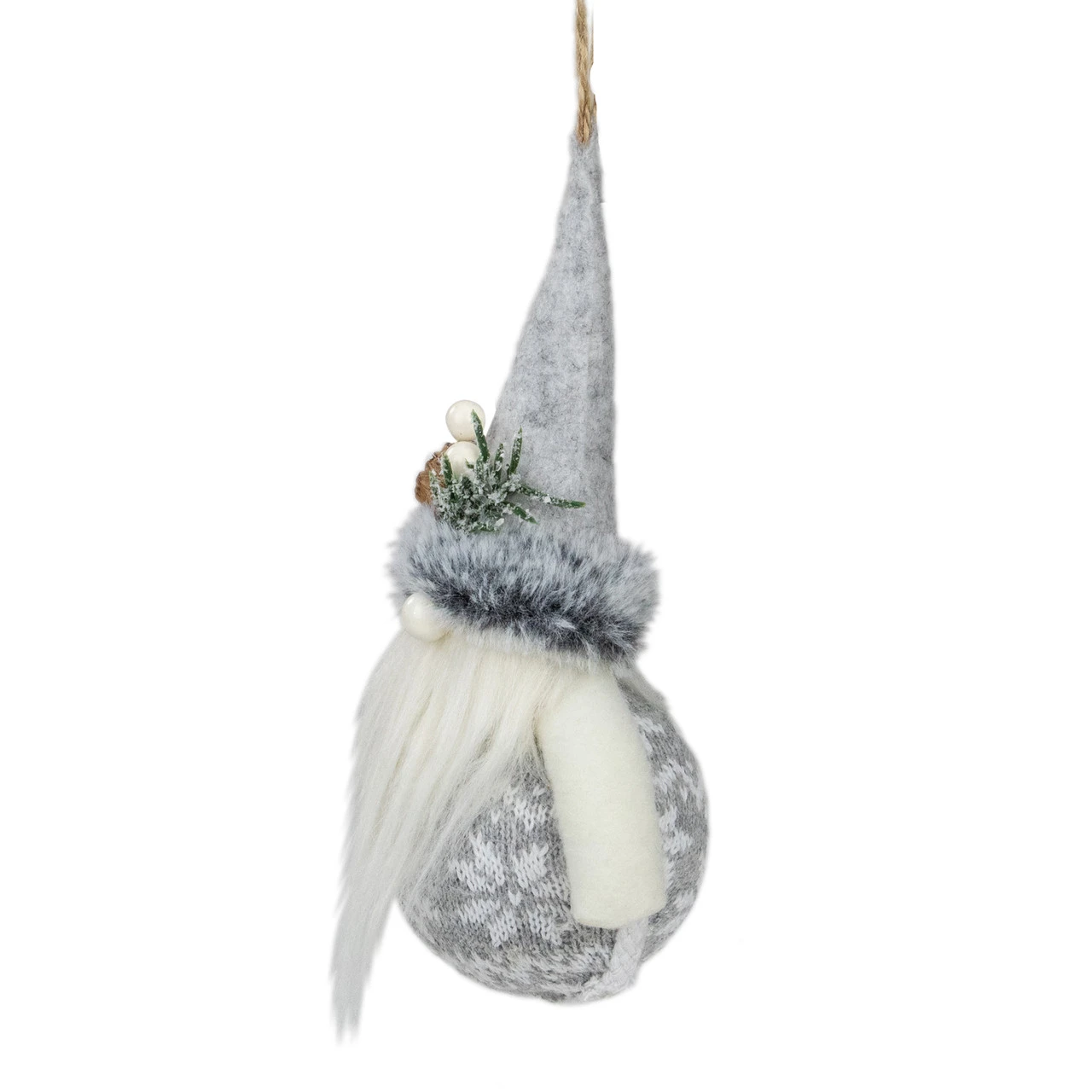 7.75" Gray Nordic Santa Claus Gnome Christmas Ornament 7 7.75" Gray Nordic Santa Claus Gnome Christmas Ornament - Image 5