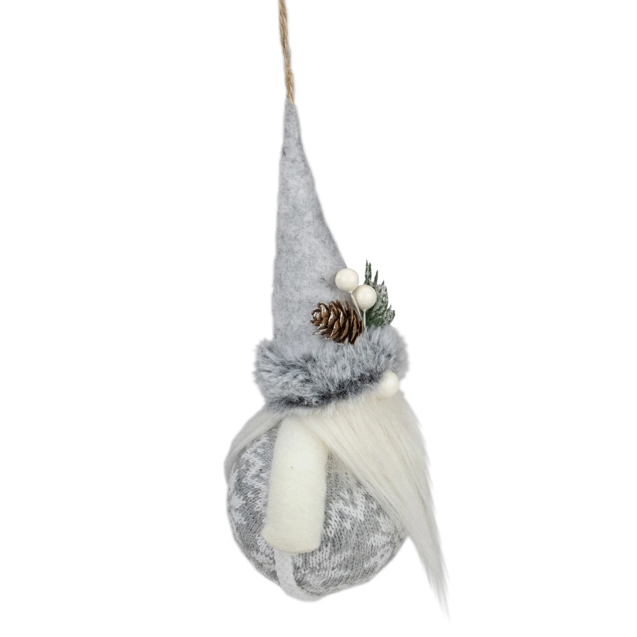 7.75" Gray Nordic Santa Claus Gnome Christmas Ornament 5 7.75" Gray Nordic Santa Claus Gnome Christmas Ornament - Image 3