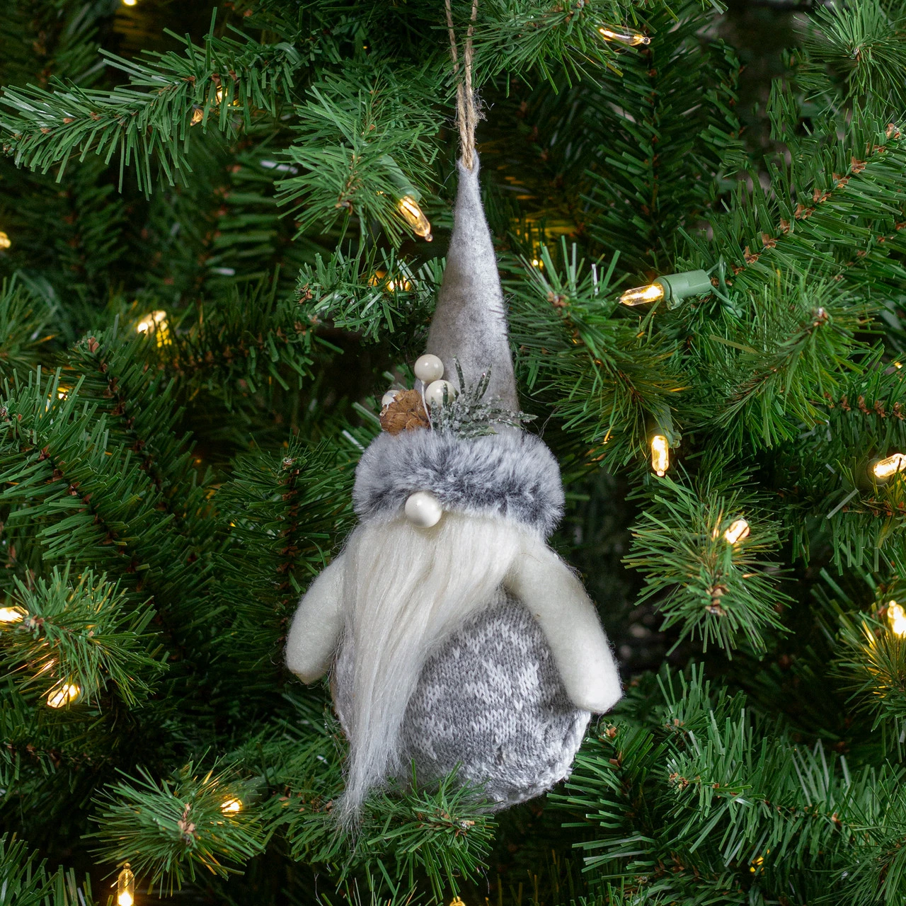 7.75" Gray Nordic Santa Claus Gnome Christmas Ornament 4 7.75" Gray Nordic Santa Claus Gnome Christmas Ornament - Image 2