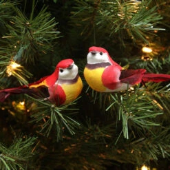 12ct Red And Yellow Bird Christmas Ornaments 5.25" -Optimal Christmas Shop northlight ja83808 3 94722.1667519554