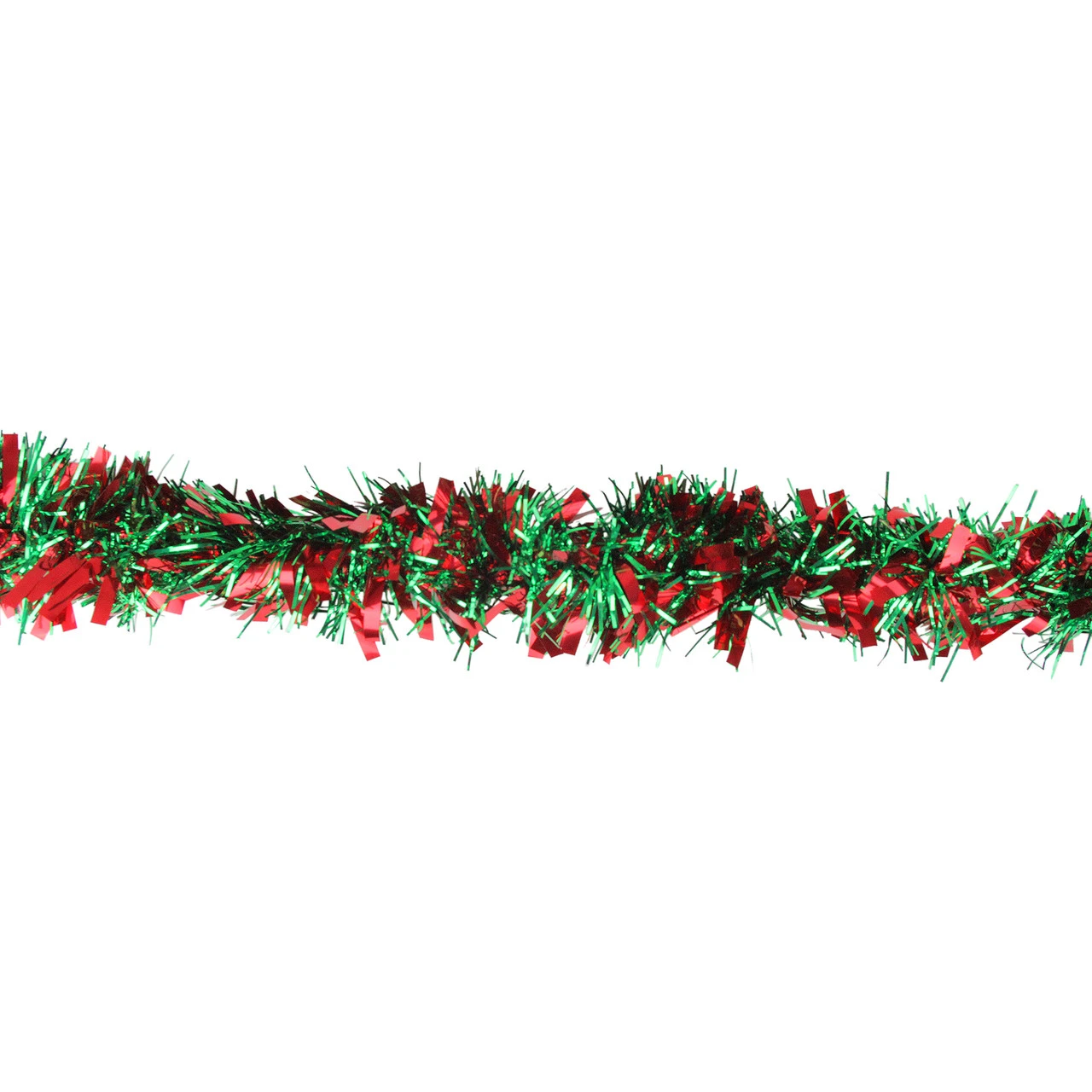 50' X 4" Shiny Green And Red Wide Cut Tinsel Christmas Garland - Unlit 4 50' X 4" Shiny Green And Red Wide Cut Tinsel Christmas Garland - Unlit - Image 2