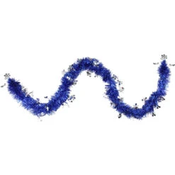 50' Lavish Blue And Silver Snowflakes Christmas Tinsel Garland - Unlit
