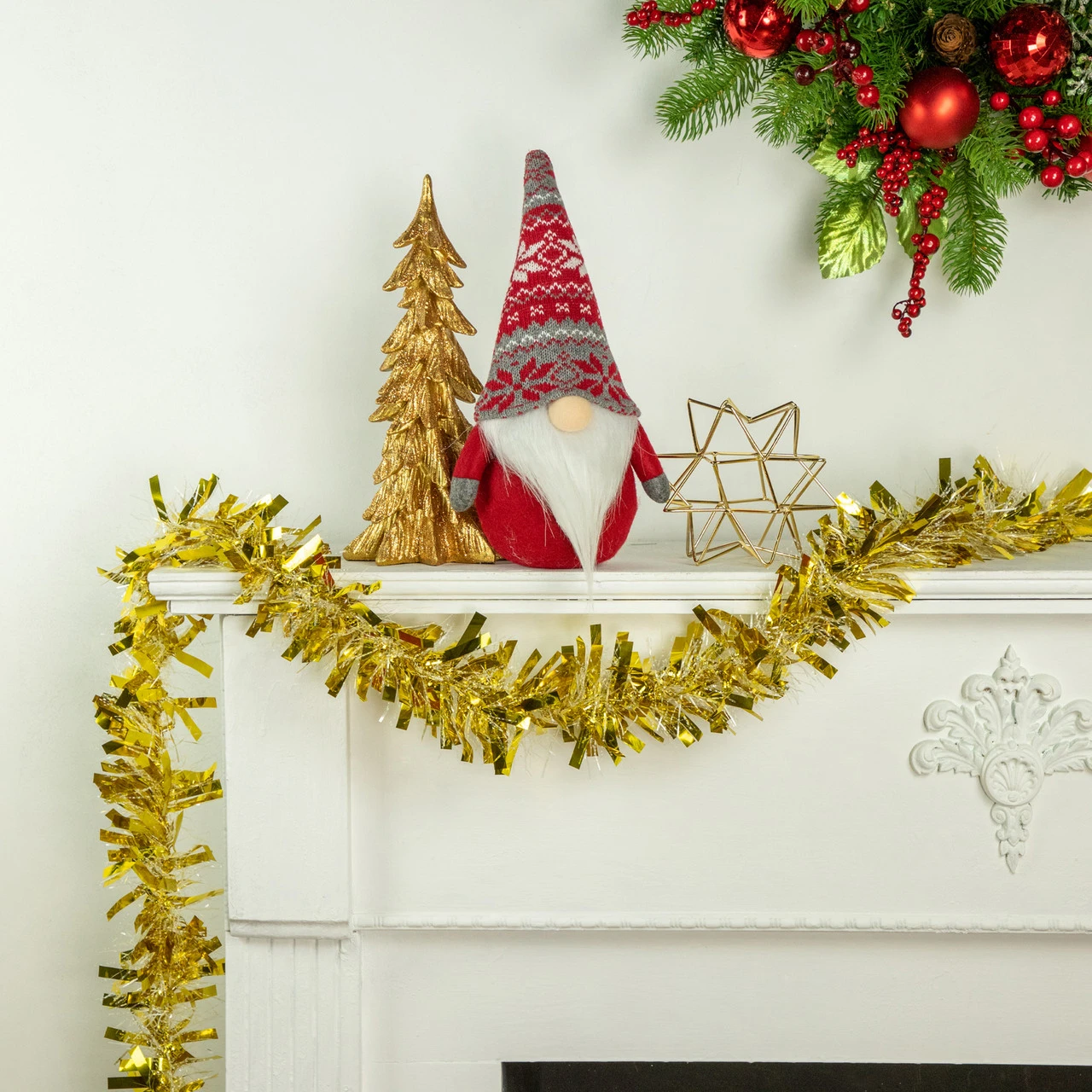 50' X 4' Gold And Snowblush Wide Cut Tinsel Christmas Garland - Unlit 4 50' X 4' Gold And Snowblush Wide Cut Tinsel Christmas Garland - Unlit - Image 2
