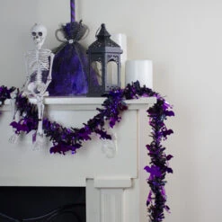 Black With Purple Bats Halloween Tinsel Garland - 50 Feet, Unlit 7 Black With Purple Bats Halloween Tinsel Garland - 50 Feet, Unlit -Optimal Christmas Shop northlight k28319 3 18987.1667623069