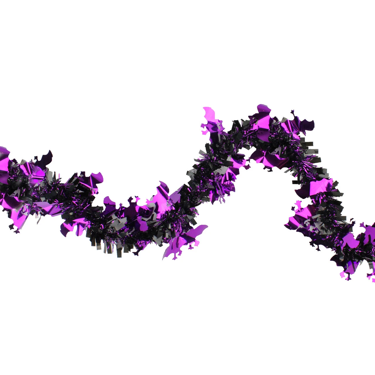 Black With Purple Bats Halloween Tinsel Garland - 50 Feet, Unlit 3 Black With Purple Bats Halloween Tinsel Garland - 50 Feet, Unlit