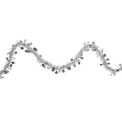 50' X 1.5" Silver Tinsel Christmas Garland With Polka Dots - Unlit