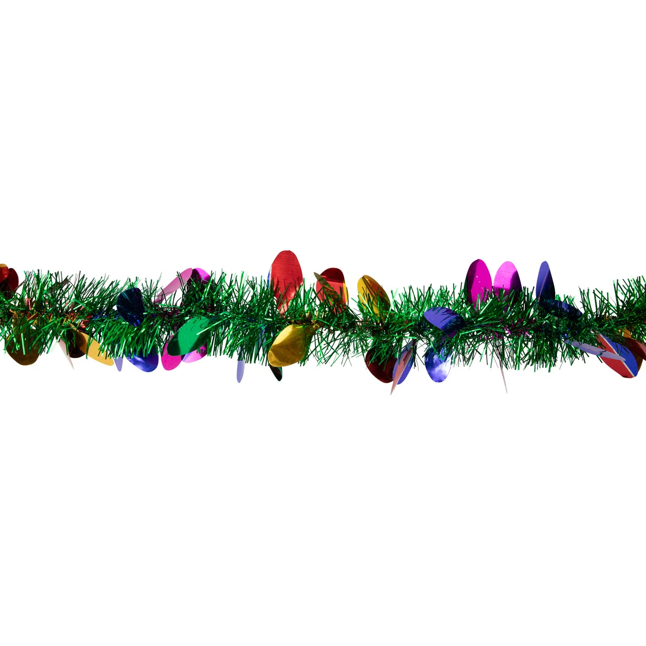 50' X 2" Green And Multi-Color Christmas Light Bulb Wrapped Tinsel Garland - Unlit 5 50' X 2" Green And Multi-Color Christmas Light Bulb Wrapped Tinsel Garland - Unlit - Image 3