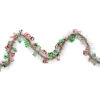 50' X 2.5" White, Red And Green Christmas HO HO HO Wrapped Tinsel Garland - Unlit