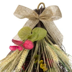 24" Autumn Harvest Wheat And Eucalyptus With Feathers Teardrop Swag - Unlit -Optimal Christmas Shop northlight kji28171 1 19185.1667623787