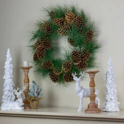 Long Needle Pine And Pine Cone Artificial Christmas Wreath - 24-Inch, Unlit -Optimal Christmas Shop northlight kji28182 3 41354.1667575837