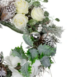 White And Silver Floral Flocked Pine Artificial Grapevine Christmas Wreath - 24-Inch, Unlit -Optimal Christmas Shop northlight kji28196 1 50391.1667578040